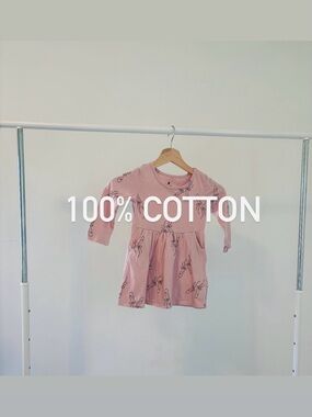 GAP Baby Pink Ballerina Long Sleeve Dress with pockets | 100% Cotton | 3Y